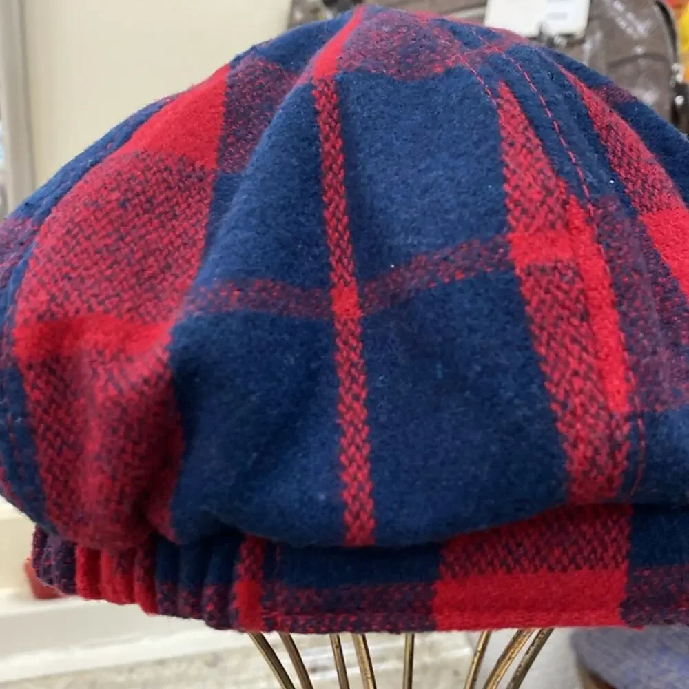 Vintage plaid wool blend winter newsboy cadet hat - Picture 4 of 5